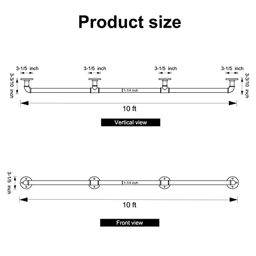 Industrial Pipe Wall Handrail Farmhouse Stairway Railing Matte Black k7