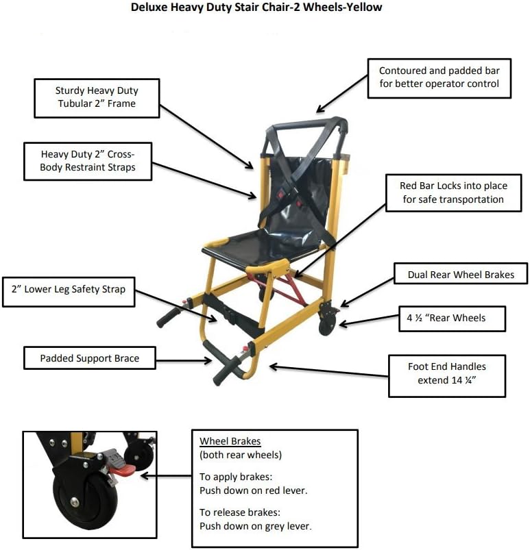EMS Stair Chair Patient Transfer 2-Wheel Folding Evacuation Chair Y7
