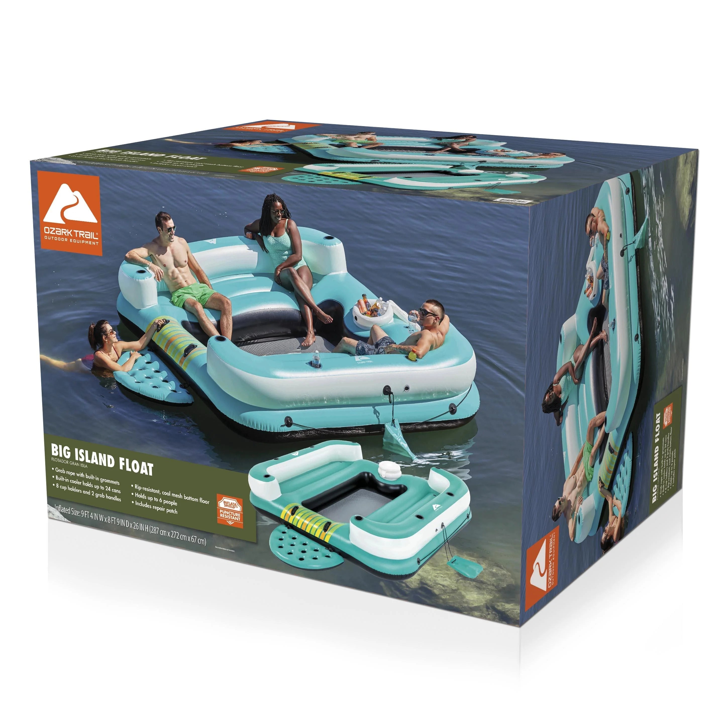 Inflatable Island 6-Person Recreational Float 10 ft a7