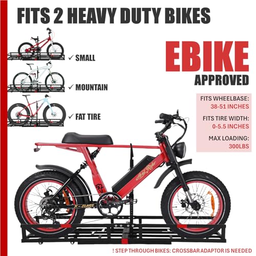 Bike Rack for 2 Ebikes, Heavy-Duty, 2" Receiver A7k