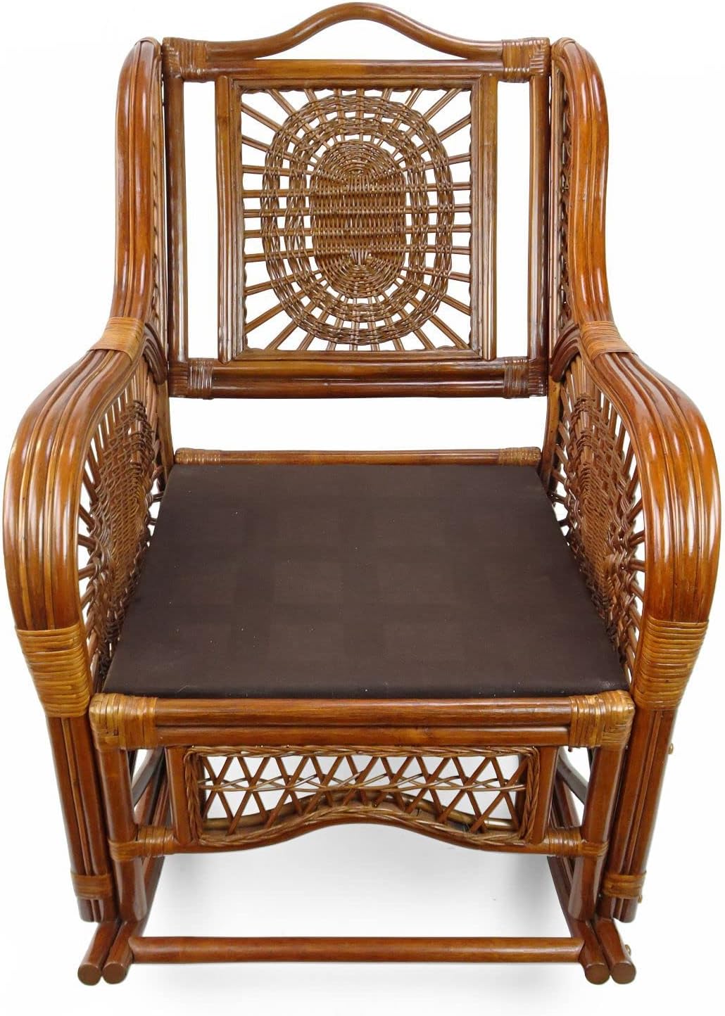 Rattan Rocking Lounge Chairs Set of 2 with Coffee Table a7