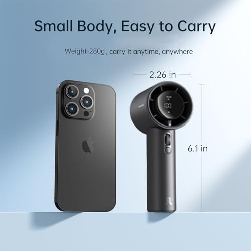 Portable Handheld Fan with LED Display, Metal Shell 7k