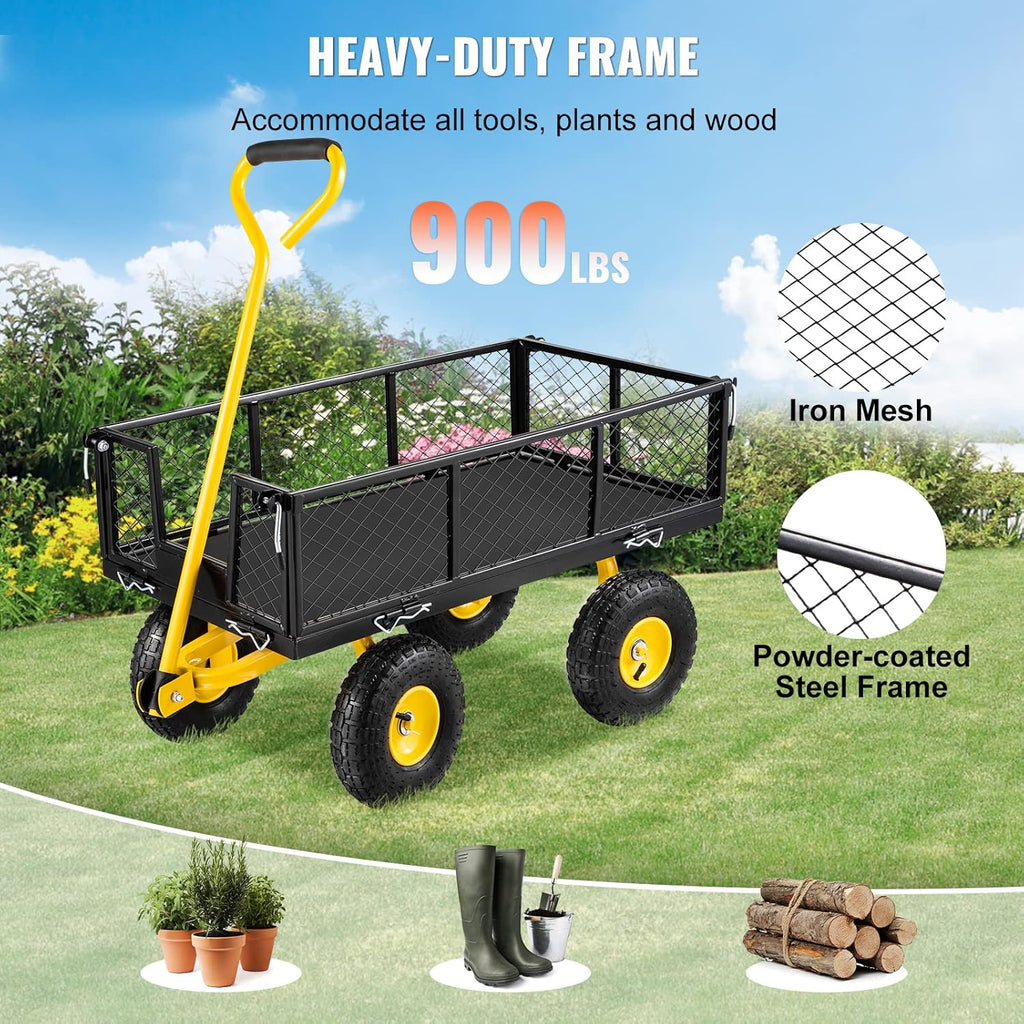Steel Garden Cart with 15.5 Gallon Resin Cart k7