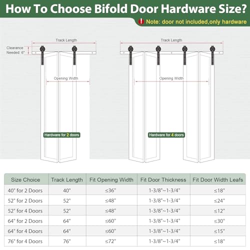 Bifold Sliding Barn Door Hardware Track Kit 4f