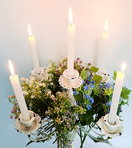 Cast Iron Candelabra Vintage White 5 Arms 17Inch a7