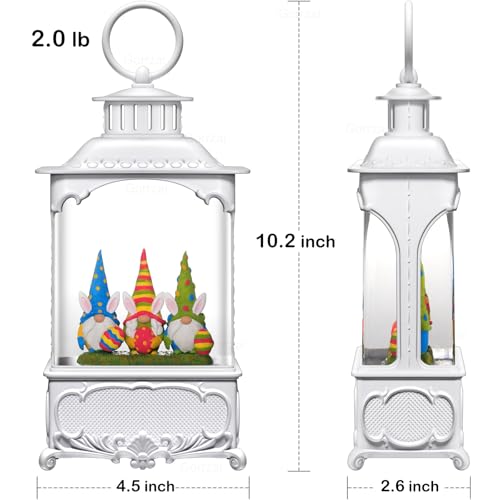 Easter Snow Globe Lantern with Timer Swirling Glitter, Indoor Decor A7