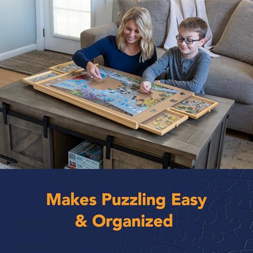 Jigsaw Puzzle Board with Drawers 1000 Piece Wooden Organizer a7