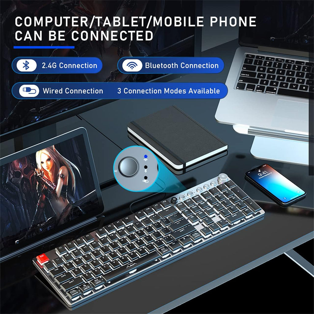 Wireless Bluetooth Mechanical Keyboard RGB Backlit 104 Keys A7