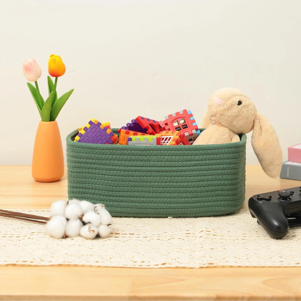 Small Storage Baskets for Organizing, Woven Rope Cube Bins 3 Pack A7