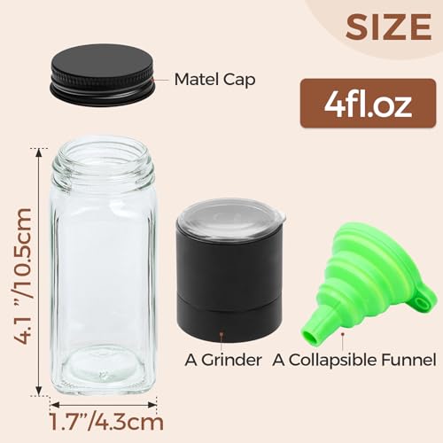 24oz Glass Spice Jars with Lids & Funnel k7