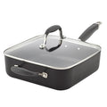 Anolon Advanced Hard Anodized Nonstick Saute Square Fry Pan with Helper Handle, 4 Quart, Graphite Gray,83862