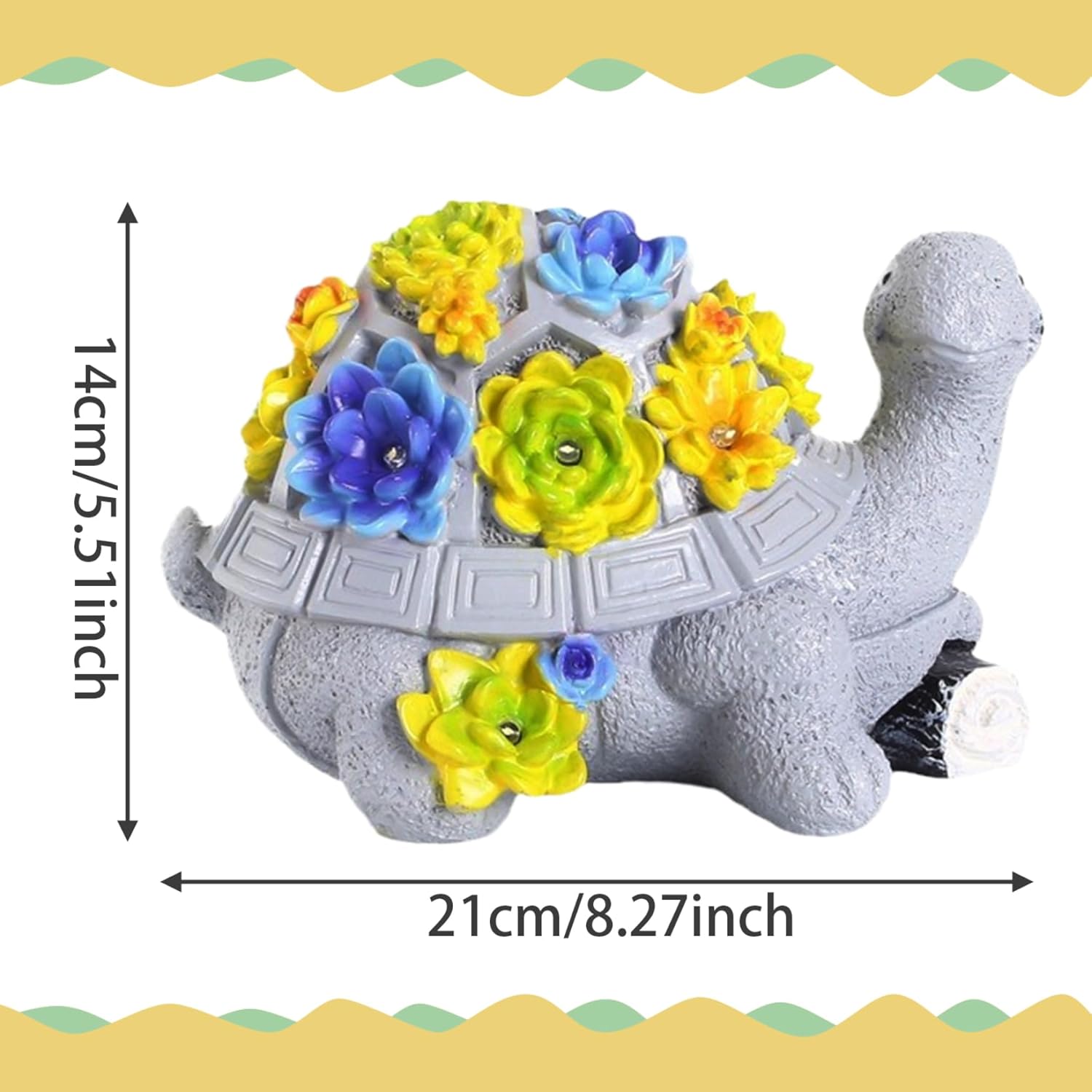 Turtle Garden Statue with LED Lights, Resin Yard Decor a7