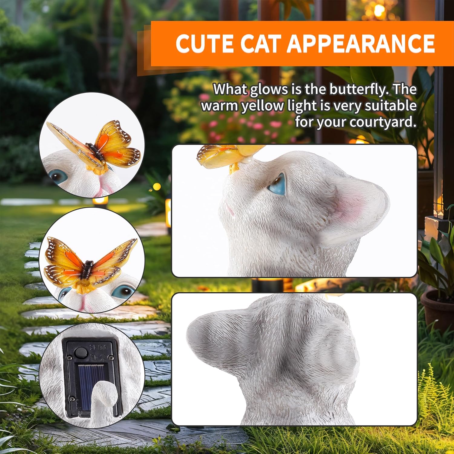 Solar Cat Garden Statue Light a7