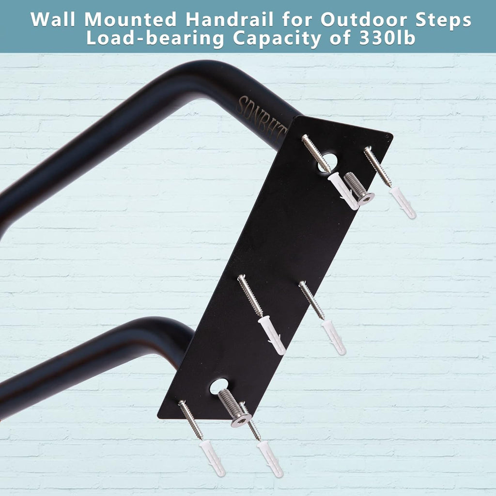 Outdoor Step Handrail 18.5ft Safety Grab Bar Wall Mounted U Shape 3k