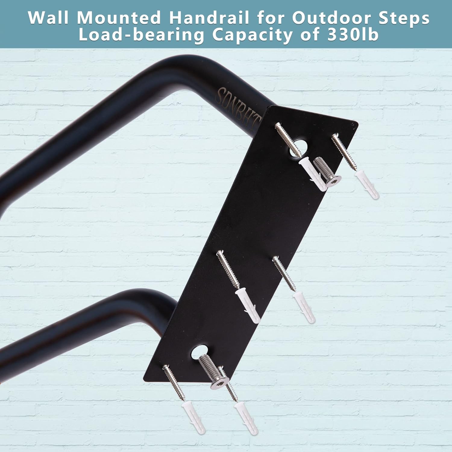 Outdoor Step Handrail 18.5ft Safety Grab Bar Wall Mounted U Shape 3k