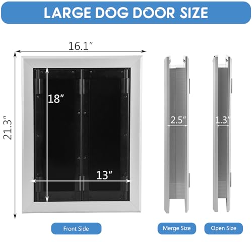 Weatherproof Aluminum Dog Door for Large Dogs and Cats A7k