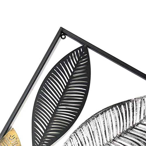 Metal Wall Art Set of 2 Leaf Decor 14x35in K7m
