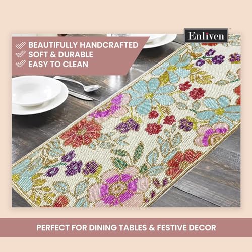 Beaded Table Runner 13x36 Multicolour H7q