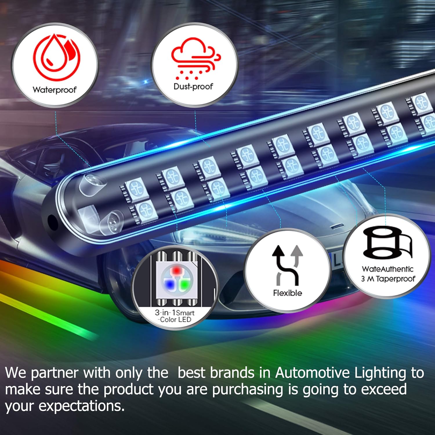 Car Underglow Lights 216-LEDs APP Control IP68 12V a7