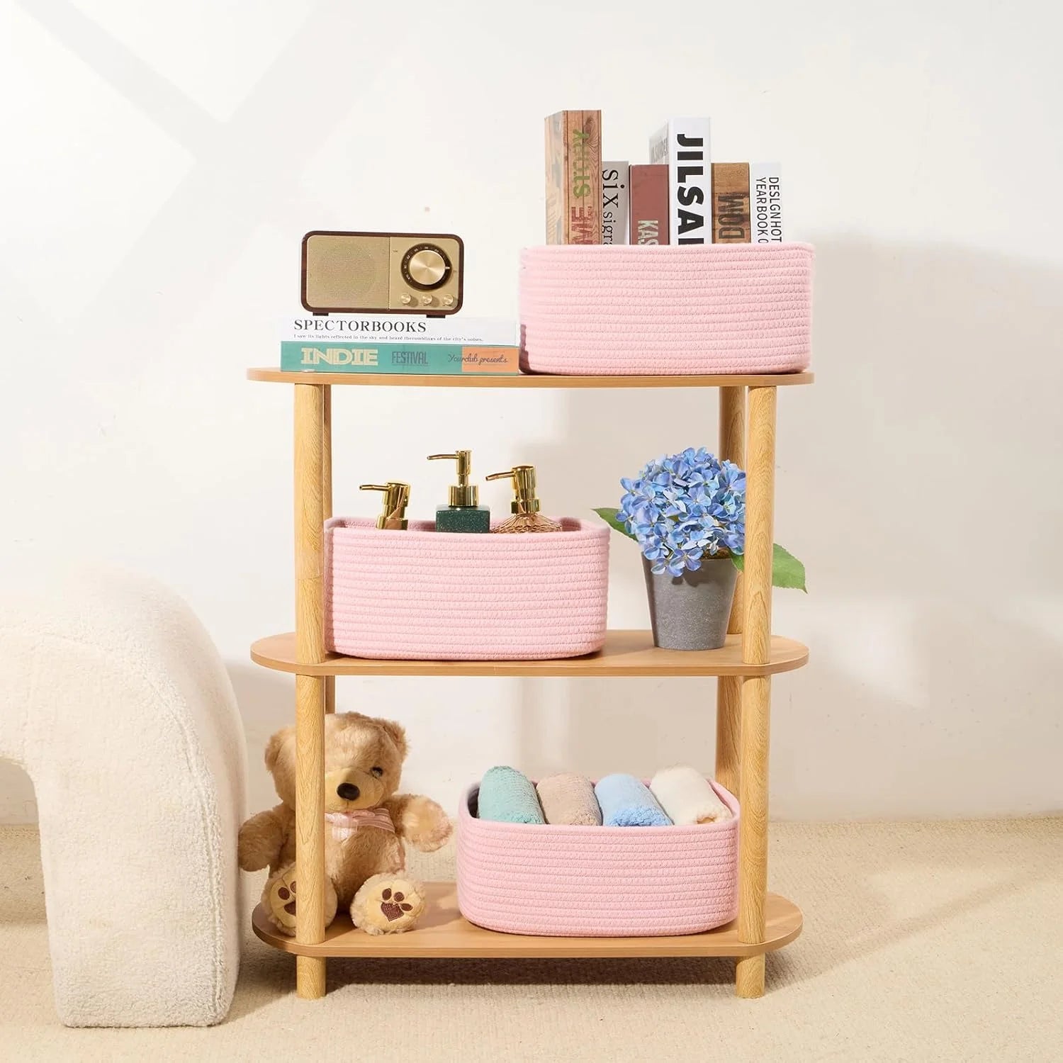 Small Storage Baskets for Organizing 3 Pack Light Pink 7k