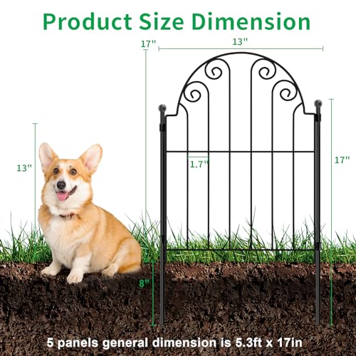 Decorative Garden Fence 10 Panels, Rustproof Metal 25ft, 42 Inch High a7