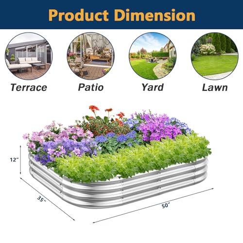 Galvanized Oval Raised Garden Bed for Vegetables 5x3x1ft K7