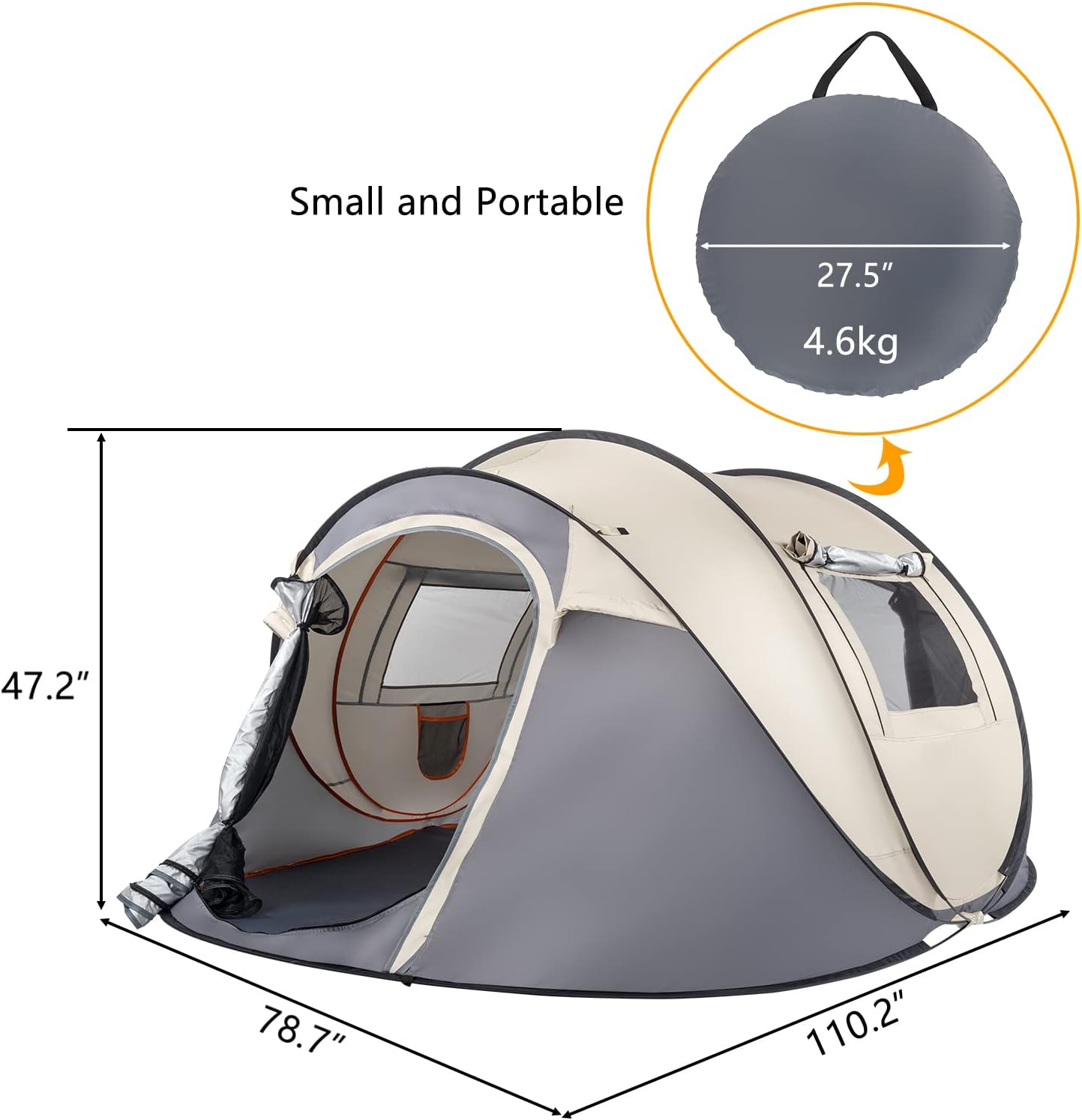 Pop Up Waterproof Camping Tent Easy Setup 2 Doors a7