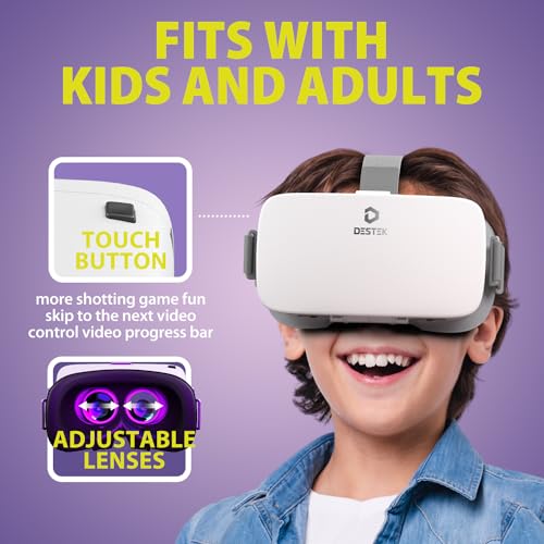 VR Headset for Phone with Controller, HD Lenses, 110° FOV White k7