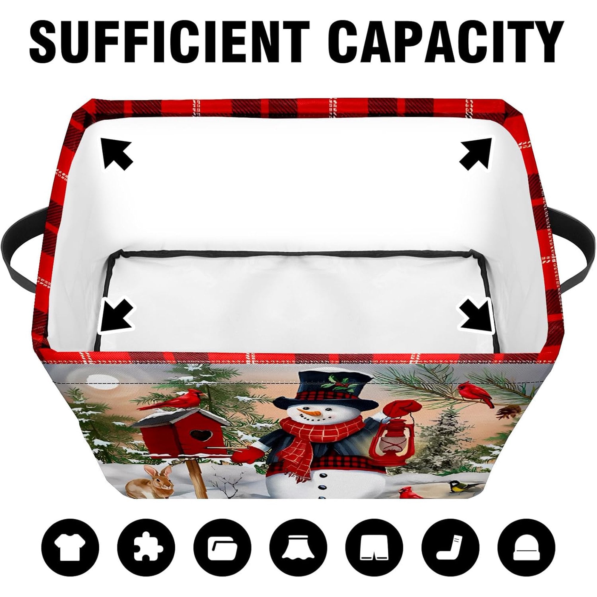 Christmas Snowman Foldable Storage Baskets with Handles 2 Pack k7m
