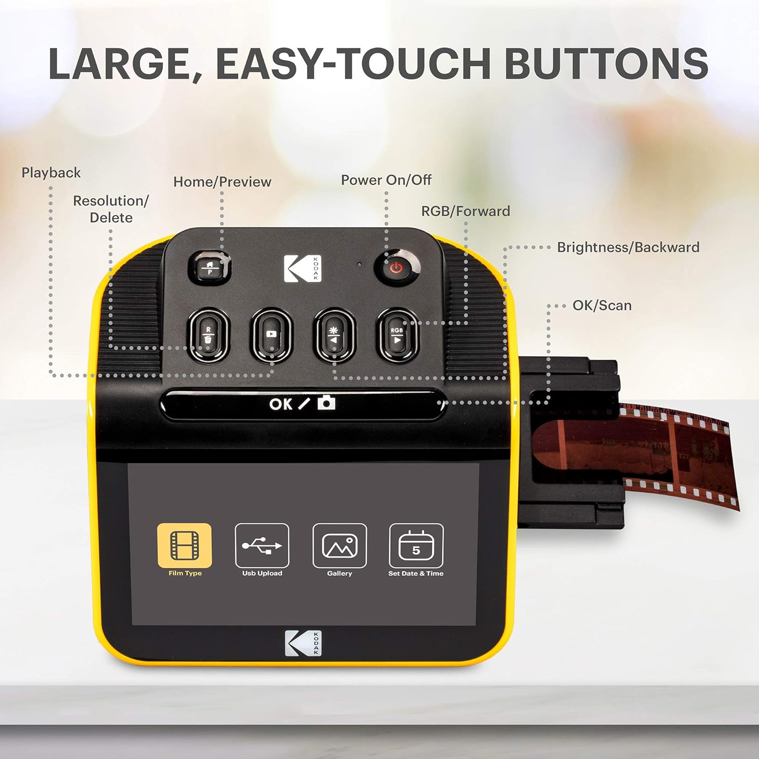 Film & Slide Scanner with 5" LCD Screen, 22MP JPEG Conversion 7k