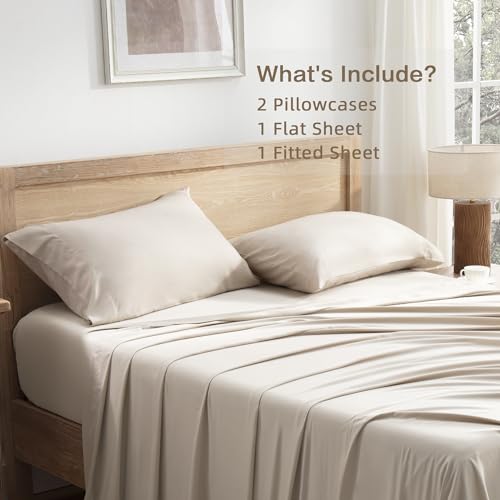 Queen Sheets Set, Cooling Bamboo Bedding, Deep Pocket, Dark Green K7