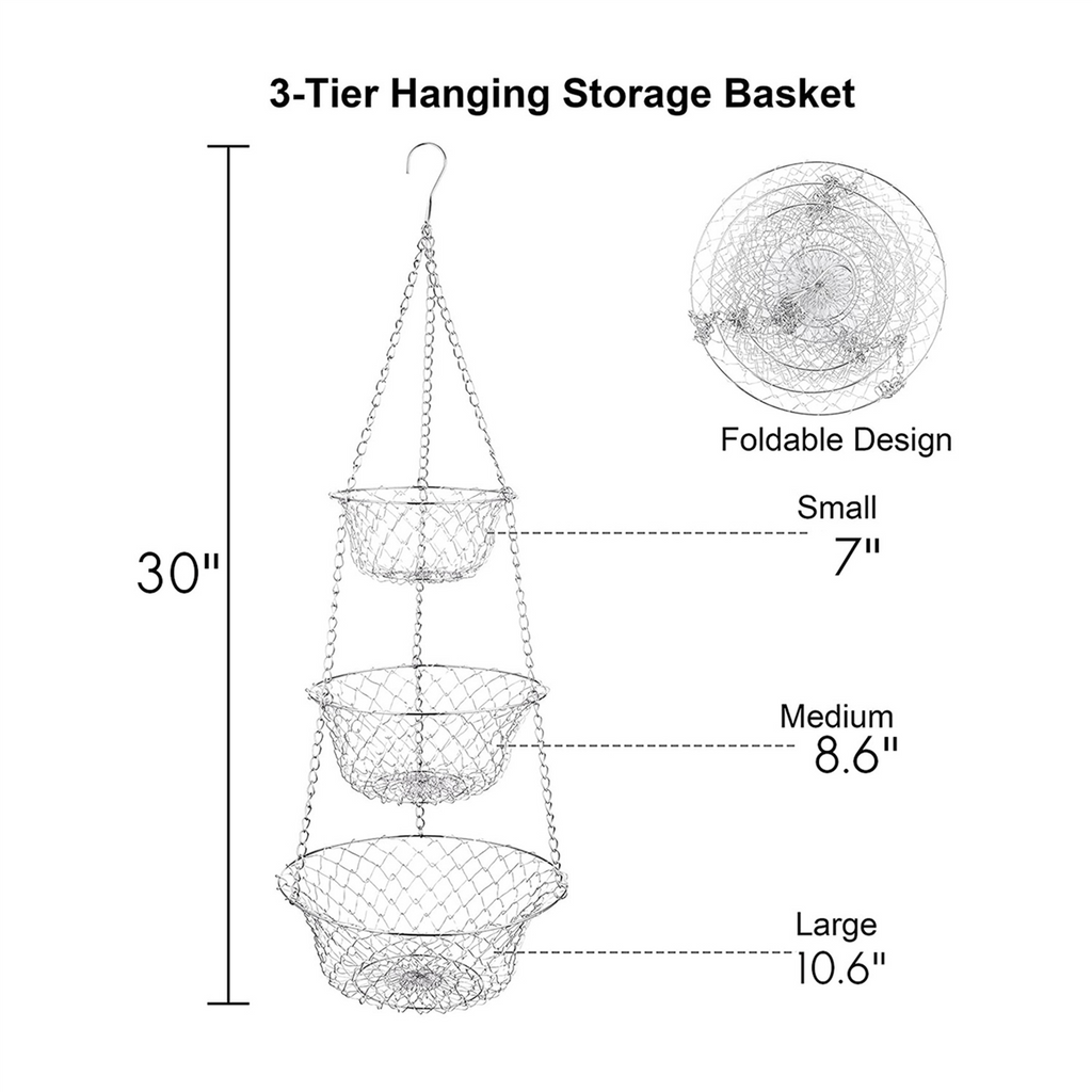 Fruit Basket Hanging Storage 3 Tier a7