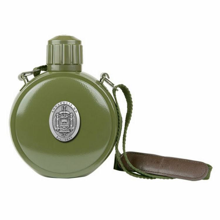 Navy Midshipmen Crest Pewter Accent Stainless Steel Canteen