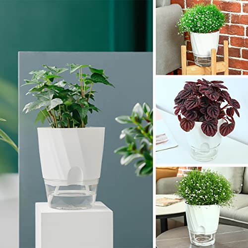 Self Watering Planters 6 Inch for Indoor Plants White a7