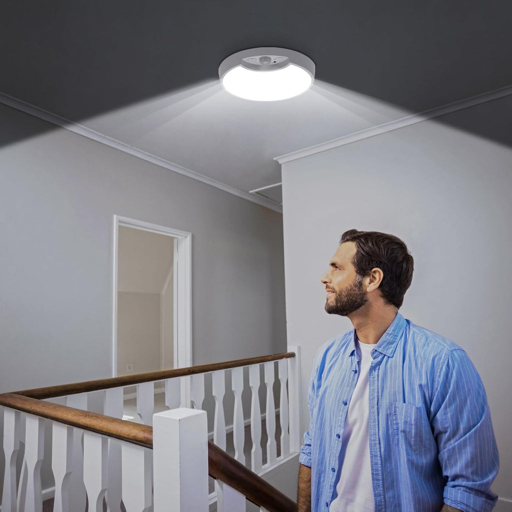 Rechargeable Motion Sensor Ceiling Light with Remote, Wireless Closet Light 8.7inch 6000K 8000mAh A7