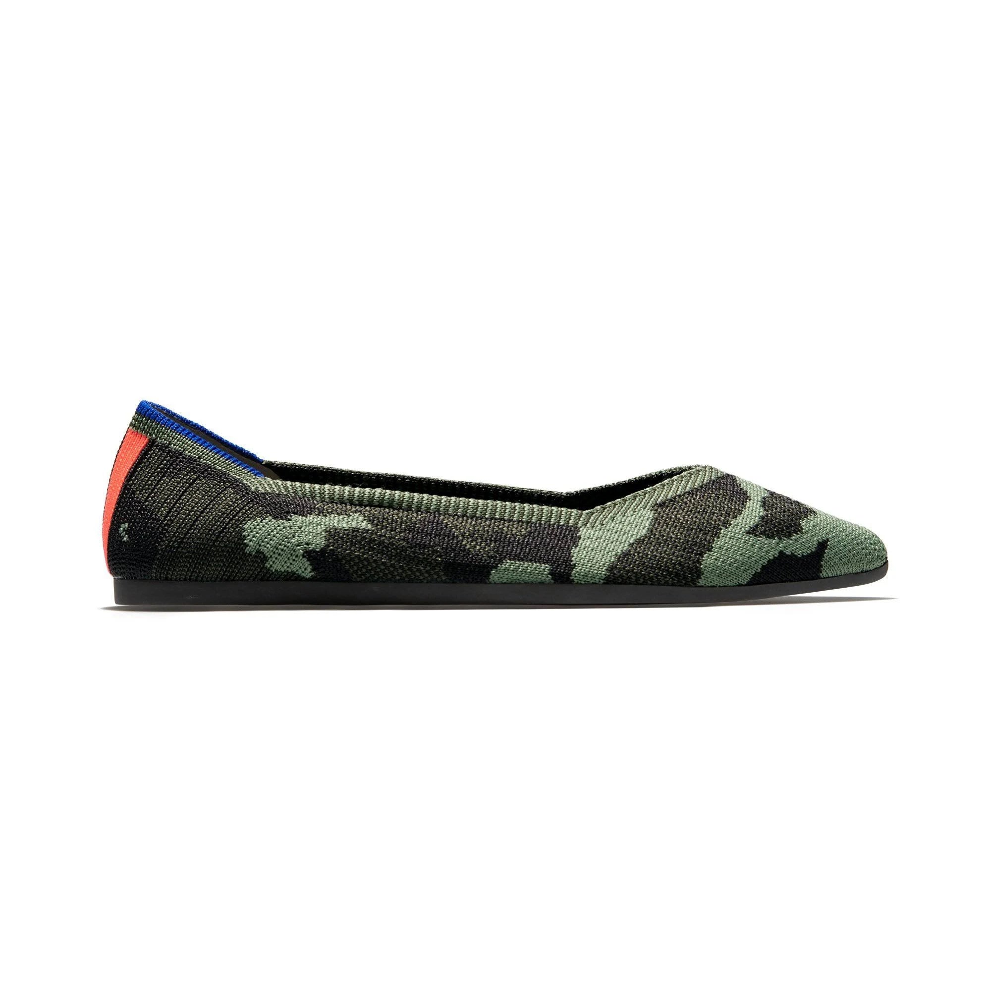 Green Pointed-Toe Flats Olive Camo Size 12 k7