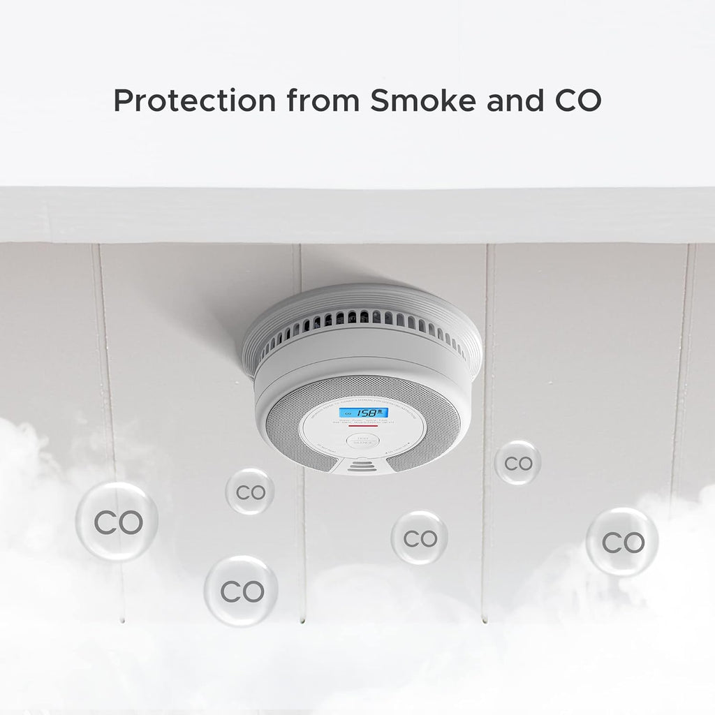 Smoke and CO Detector Alarm with LCD Display, 5-Pack k7