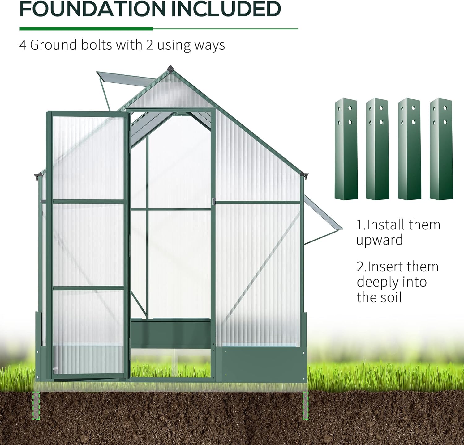 Polycarbonate Walk-in Greenhouse 6x8x7 A9