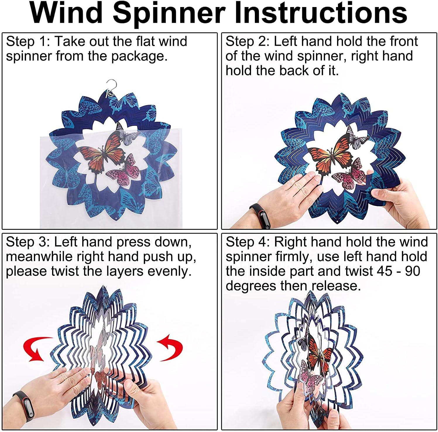 Green 3D Wind Spinner Outdoor Garden Art h7