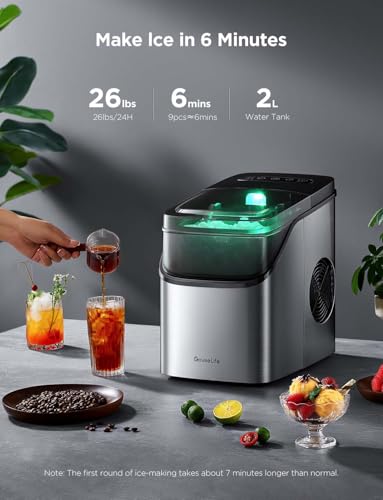 Smart Ice Maker Countertop, Portable with Voice Control, 9 Cubes in 6 Mins a7
