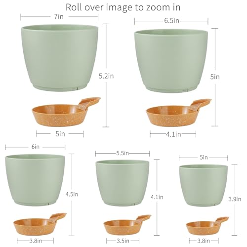 Self Watering Planters for Indoor Plants with Saucer Reservoir 7k