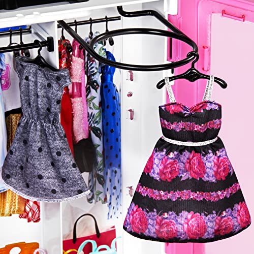 Fashion Doll & Closet Playset with Clothes, 12 Accessories, Pink Toy Storage a7