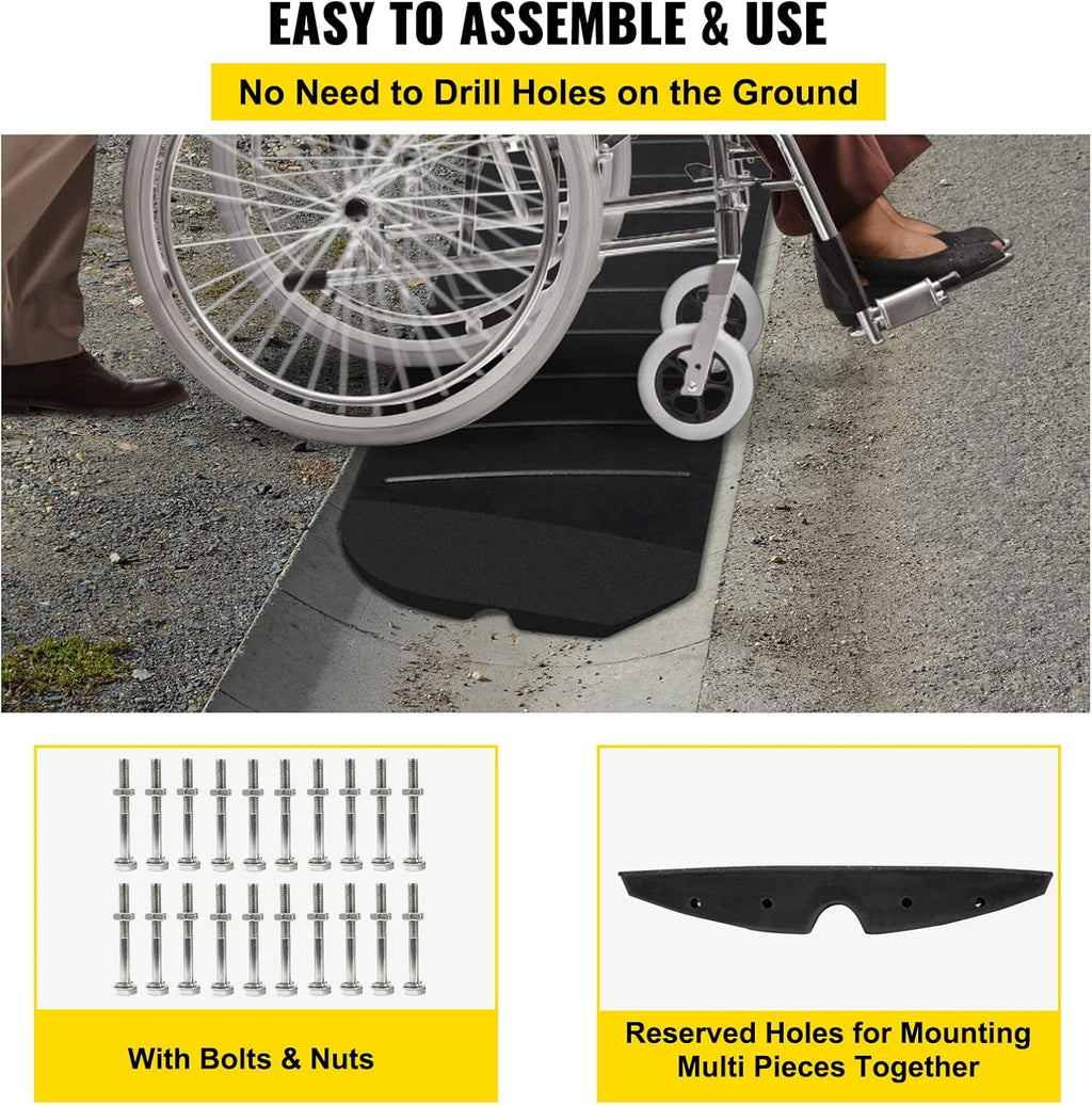 Rubber Driveway Ramps 5 Pack, Heavy Duty 32000 lbs, 2.6 inch High x7