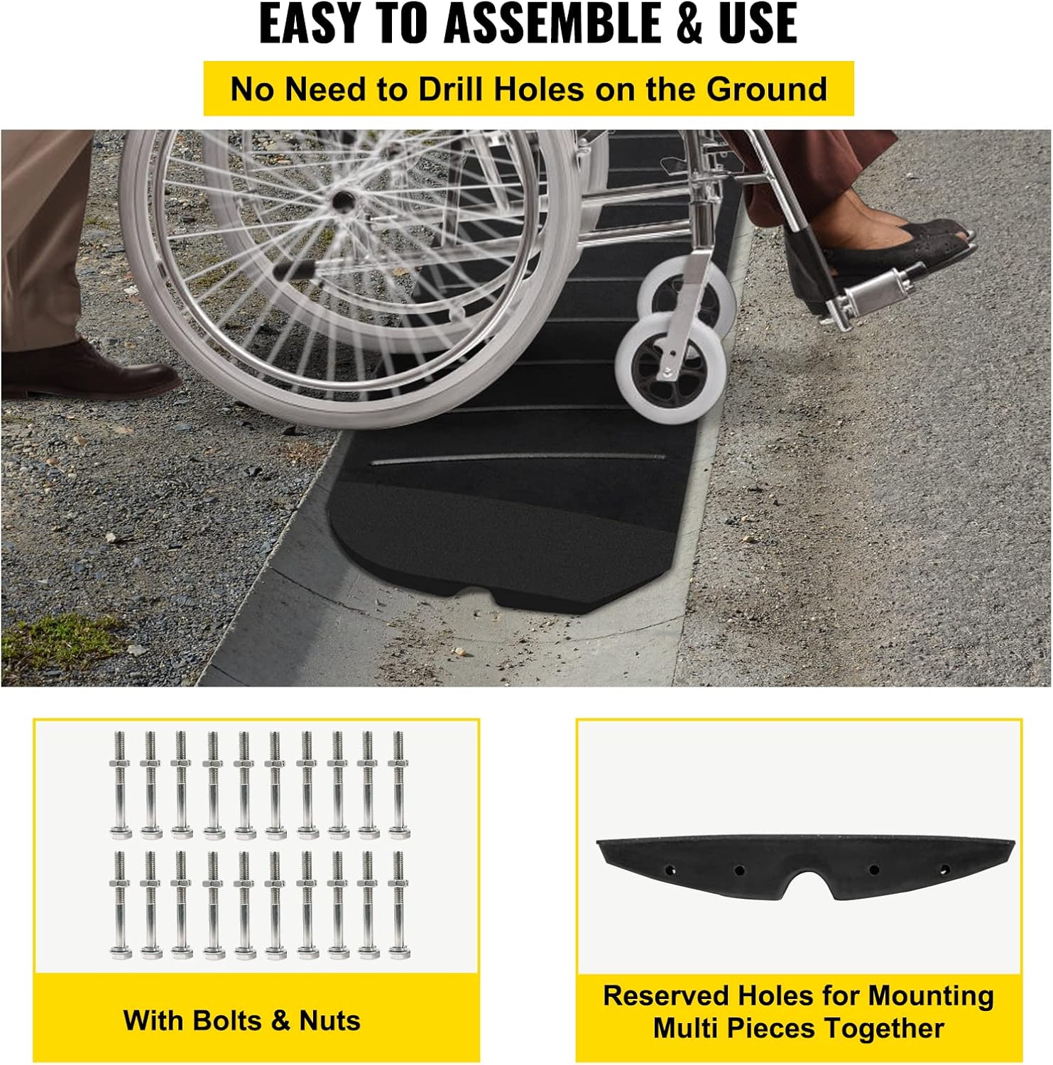 Rubber Driveway Ramps 5 Pack, Heavy Duty 32000 lbs, 2.6 inch High x7