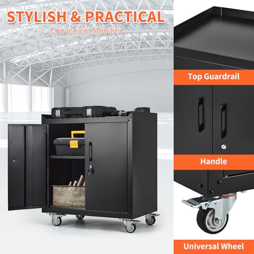 Lockable Metal Tool Cabinet with Wheels A7