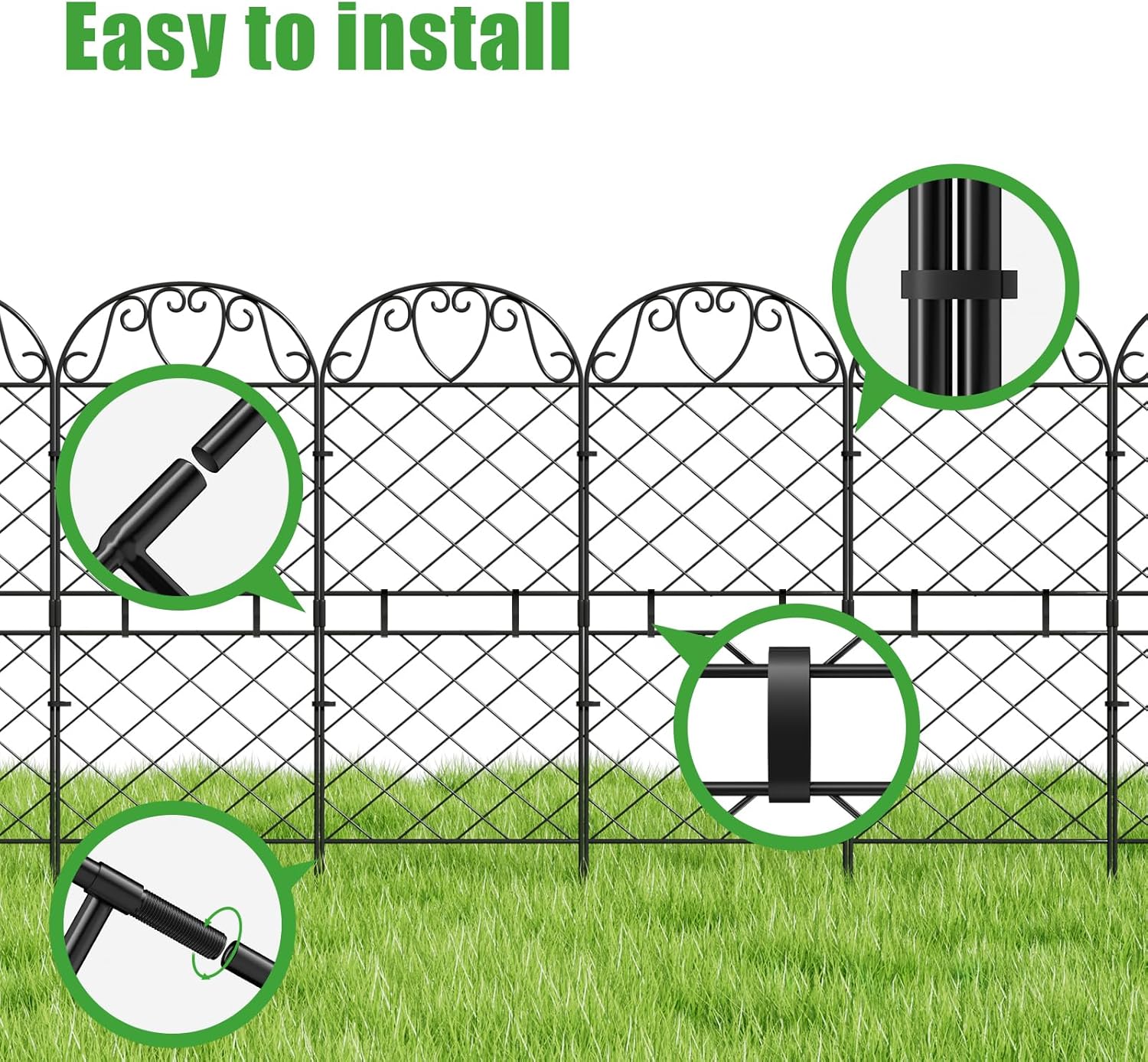 Decorative Garden Fence 10 Panels 35in Rustproof Metal Wire a7