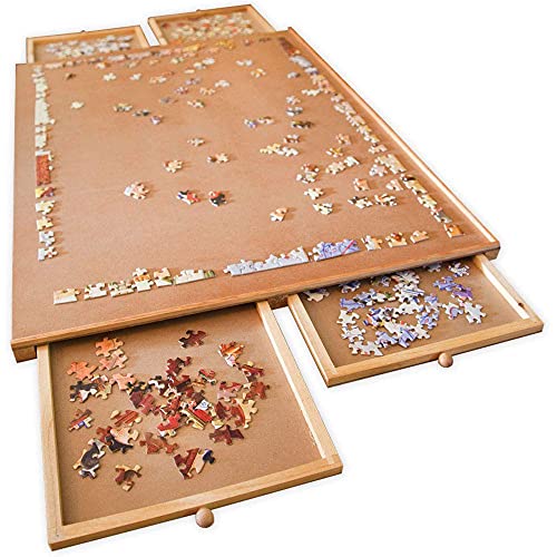 Jigsaw Puzzle Board with Drawers 1000 Piece Wooden Organizer a7
