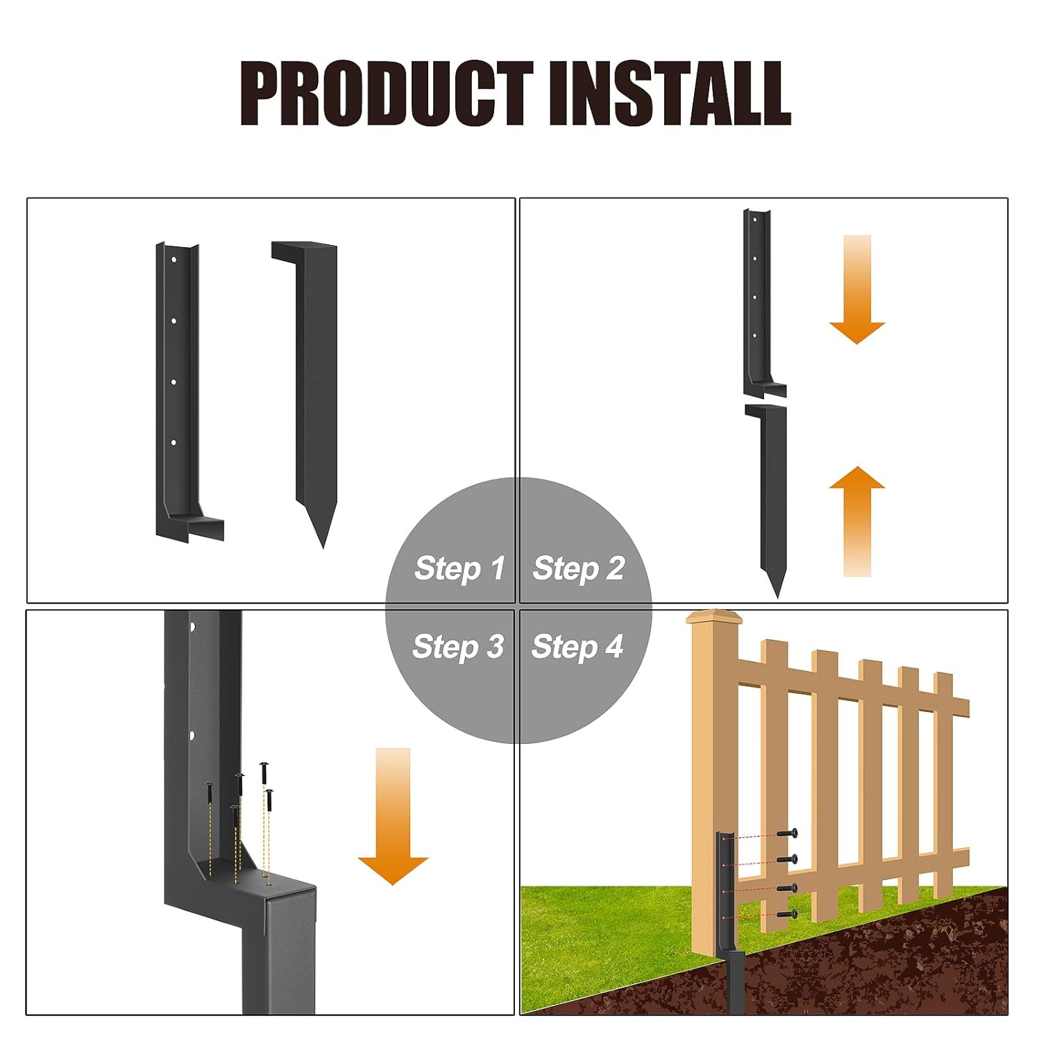 Fence Post Repair Kit Steel Ground Spike 2 Pack a7