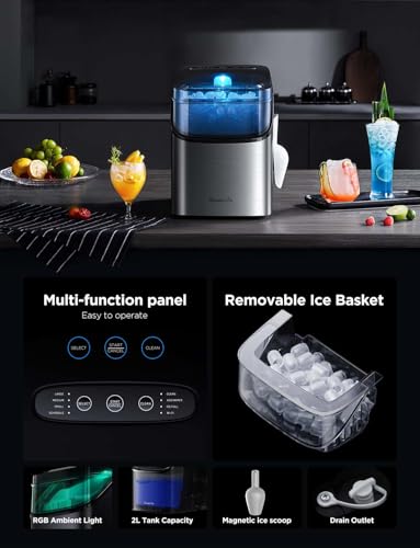 Smart Ice Maker Countertop, Portable with Voice Control, 9 Cubes in 6 Mins a7