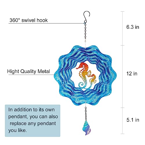 Hanging Wind Spinner 12 Inch 3D Kinetic Stainless Steel Yard Decor a7